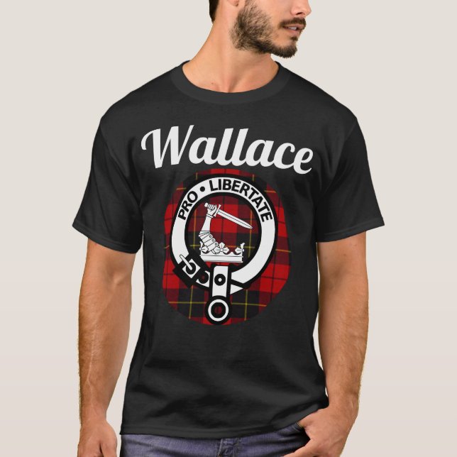 Camiseta Wallace Clan Scottish Name Casaco De Arms Tartan (Frente)