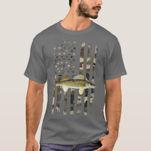 Camiseta Walleye Camo - Pesca de pavilhão americano Walleye