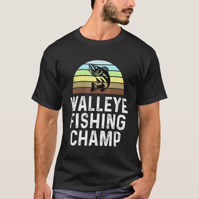 Camiseta Walleye Fish Champ Pescador Sunset Lake Fish (Frente)