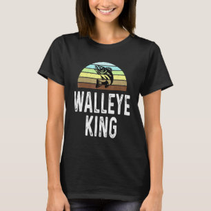 Camiseta Walleye King Fish Pescador Retro Sunset Fish