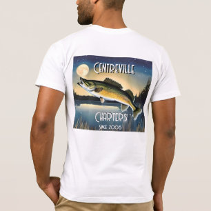 Camiseta Walleye Pike, Water and Moon Memorial T-Shirt