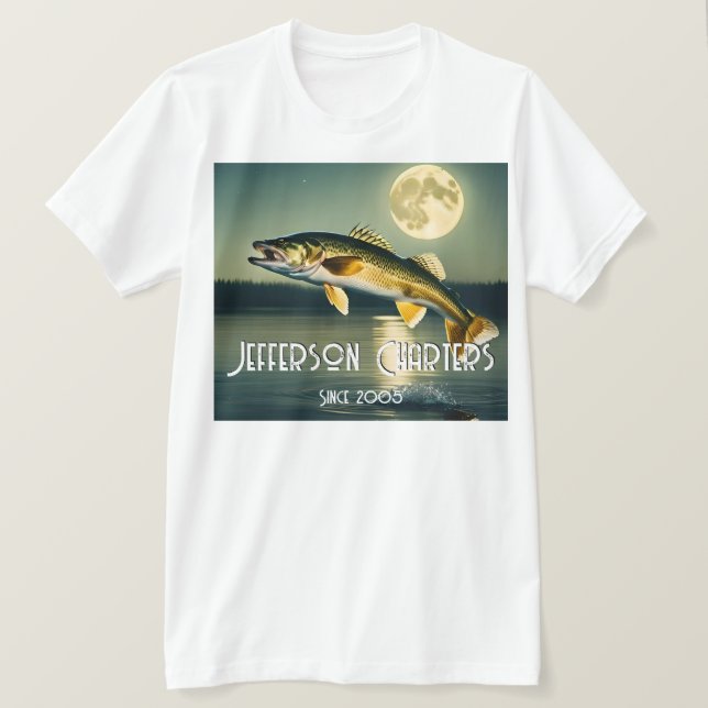 Camiseta Walleye Pike, Water and Moon Memorial T-Shirt (Frente do Design)