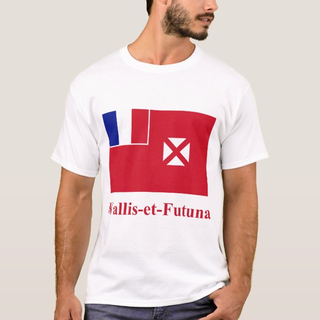 Camiseta Wallis e bandeira de Futuna com nome em francês (Frente)