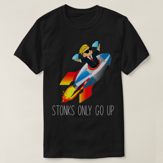 Camiseta WallStreetBets WSB Rocket Ship To Moon Stonks (Frente do Design)