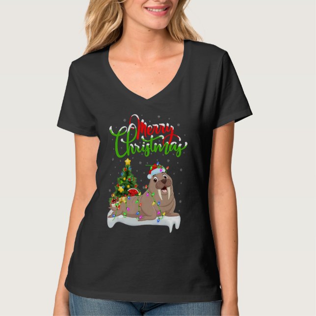 Camiseta Walrus   Xmas Decorations Santa Walrus Christmas (Frente)