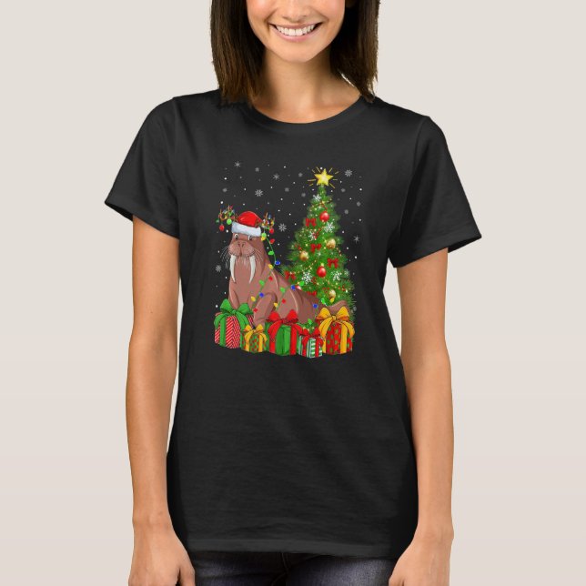 Camiseta Walrus  Xmas Holiday Santa Walrus Christmas Tree (Frente)