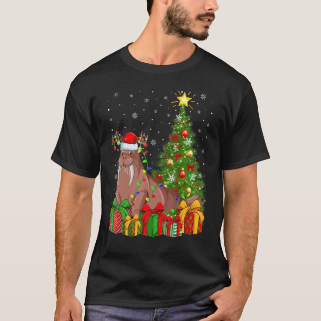 Camiseta Walrus   Xmas Holiday Santa Walrus Christmas Tree (Frente)