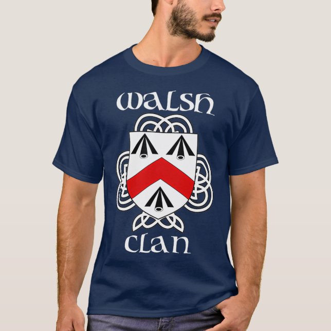 Camiseta Walsh Family Crest Casaco de Braços (Frente)