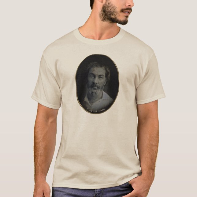 Camiseta Walt Whitman Mão-Matizou o retrato 1854 (Frente)