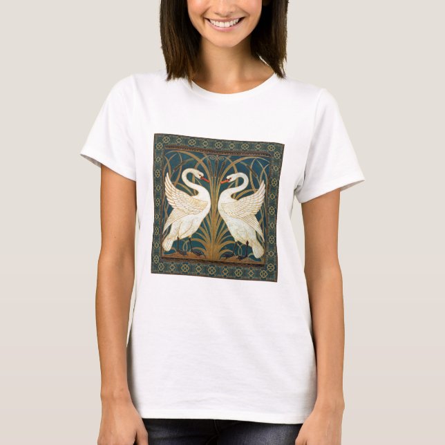 Camiseta Walter Crane Swan, Rush E Iris Art Nouveau (Frente)