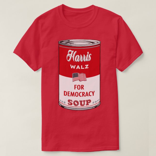 Camiseta Walz 2024 Soup Can for Democracy (Frente do Design)