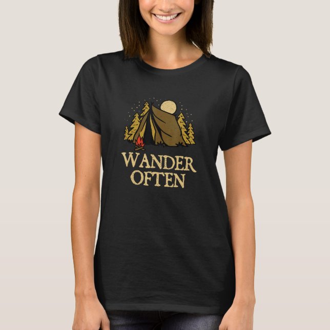 Camiseta Wander Frequentemente Acampando Viagem do Campo Tr (Frente)