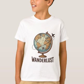 Camiseta Wanderlust Globo Mundial Vintage Avião Viagem