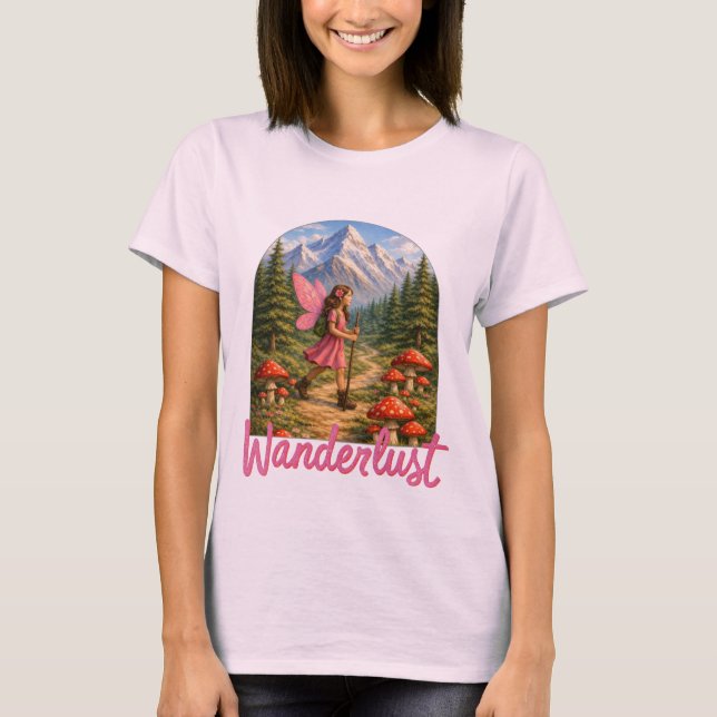 Camiseta Wanderlust Mountain Fairy Hiker Fairycore Mushroom (Frente)