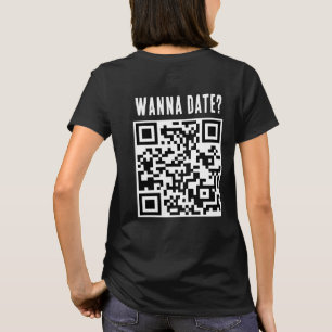 Camiseta Wanna Date Qr Code Funny Black Whilt