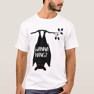 Camiseta Wanna Hang Funny Pun Bat Lover Halloween Animal Lo