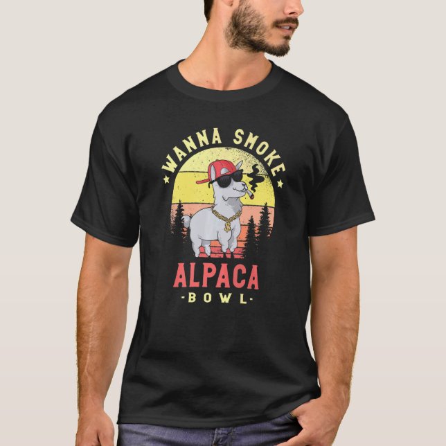 Camiseta Wanna Smoke Alpaca Bowl Camelid Mammal Alpaca (Frente)