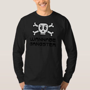 Camiseta Wannabe Gangster Skull E Cross Bone Word Design