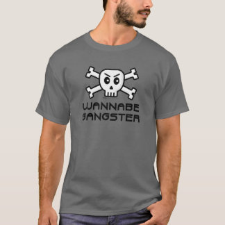 Camiseta Wannabe Gangster Skull E Cross Bone Word Design