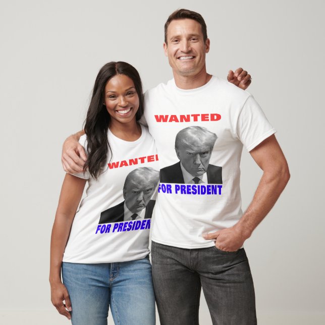 Camiseta Wanted For President ---2024---Donald trump (Unissex)