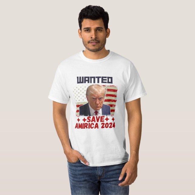 Camiseta Wanted Save America 2024 - Never Surrender  (Frente Completa)