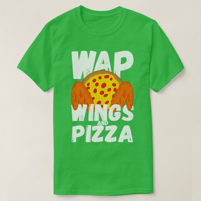 Camiseta WAP Comida Engraçada Galinha Asas E Pizza WAP (Frente do Design)