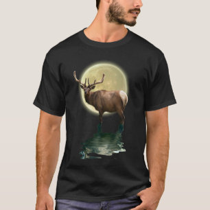 Camiseta Wapiti Elk & Moon Wildlife T-Shirt