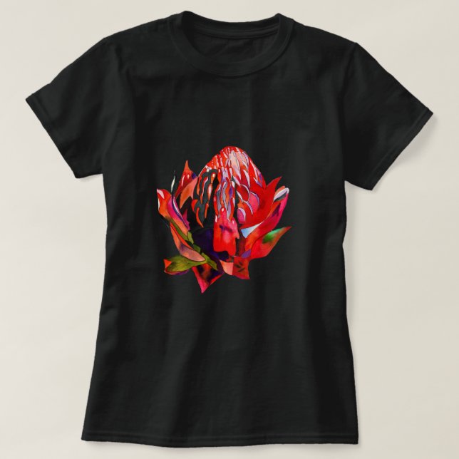 Camiseta Waratah, cor-de-água natural da Austrália (Frente do Design)