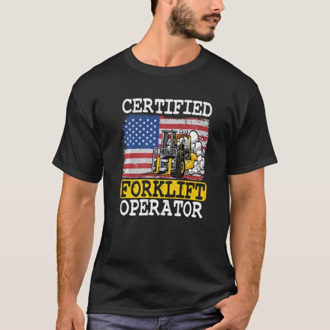 Camiseta Warehouse American Flag Forklevertified Forklif (Frente)