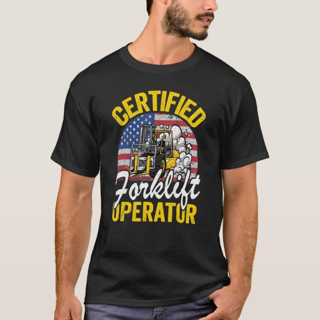 Camiseta Warehouse American Flag Forklevertified Forklif (Frente)