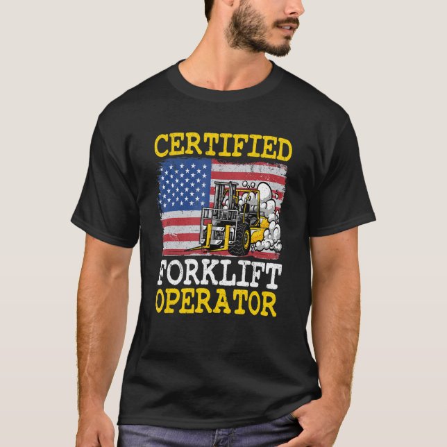 Camiseta Warehouse American Flag Forklevertified Forklif (Frente)