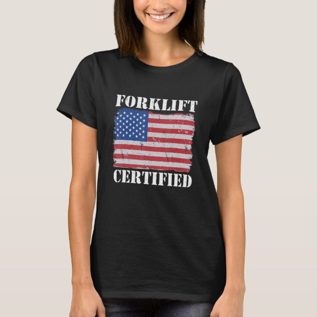 Camiseta Warehouse American Flag Forklift Operator Forklift (Frente)