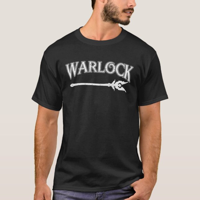 Camiseta Warlock MMO RPG RPG Roleaming Caracter Class Video (Frente)