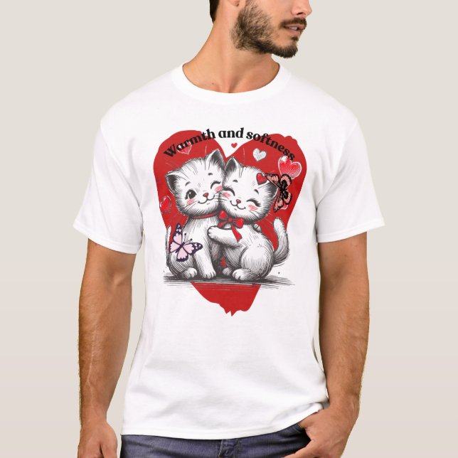 Camiseta Warm Love Cats and Butterflies Soft Art (Frente)