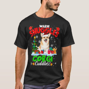 Camiseta Warm Snuggles Corgi Cuddles Xmas Tree Plaid Santa