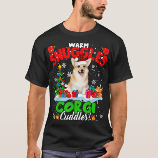 Camiseta Warm Snuggles Corgi Cuddles Xmas Tree Plaid Santa 