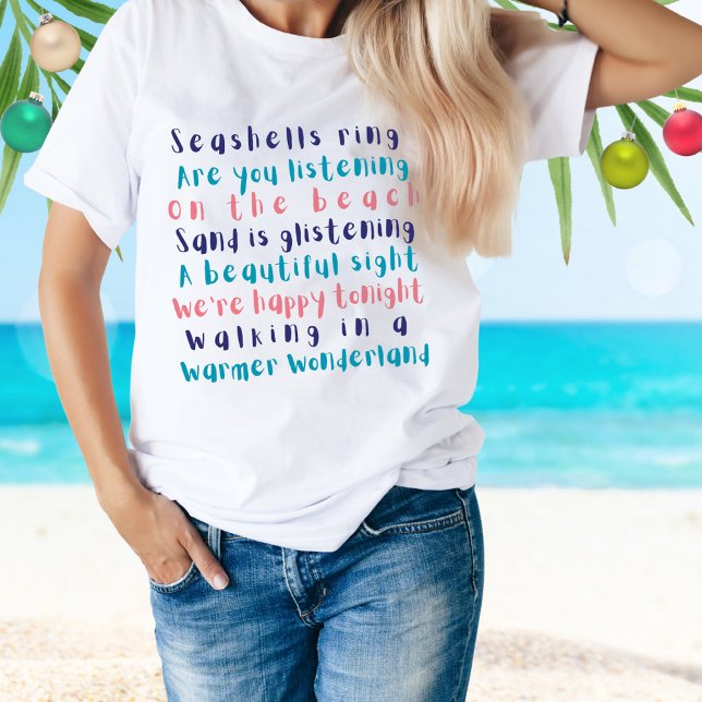 Camiseta Warmer Wonderland Typoografia Praia Natal (Criador carregado)