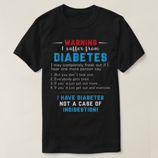 Camiseta Warning I Suffer From Diabetes (Frente do Design)