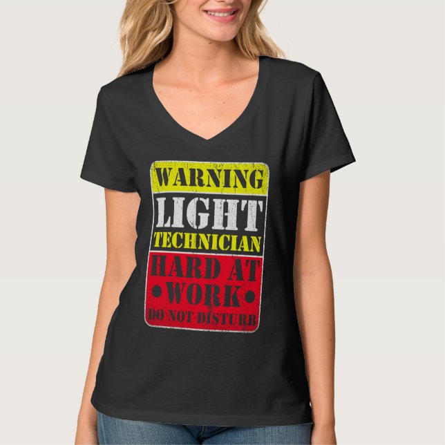 Camiseta Warning Lightning Technician at Work Do Not Distur (Frente)