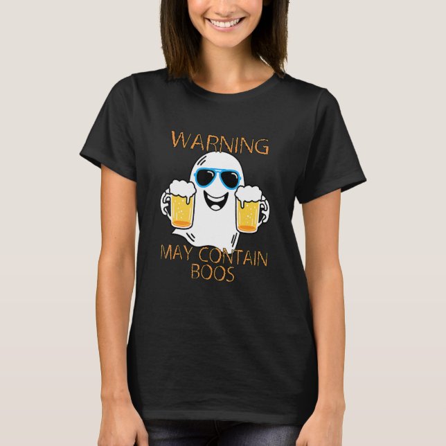 Camiseta Warning May Contain Boos Mens Halloween (Frente)