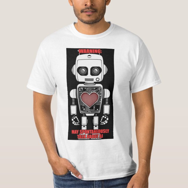 Camiseta Warning: May Talk About AI Men's White (Frente)
