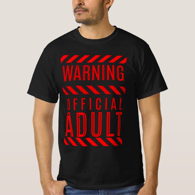 Camiseta Warning Official Adult, 18th Birthday  (Frente)