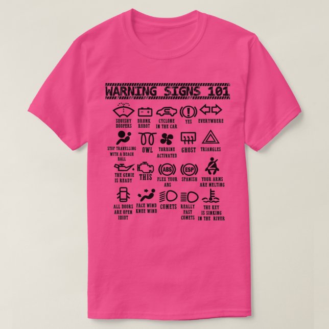 Camiseta Warning Signs 101 funny auto mechanic for men wome (Frente do Design)