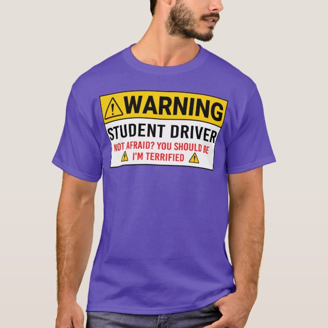 Camiseta Warning Student Driver Car Safety Vehicle New retr (Frente)