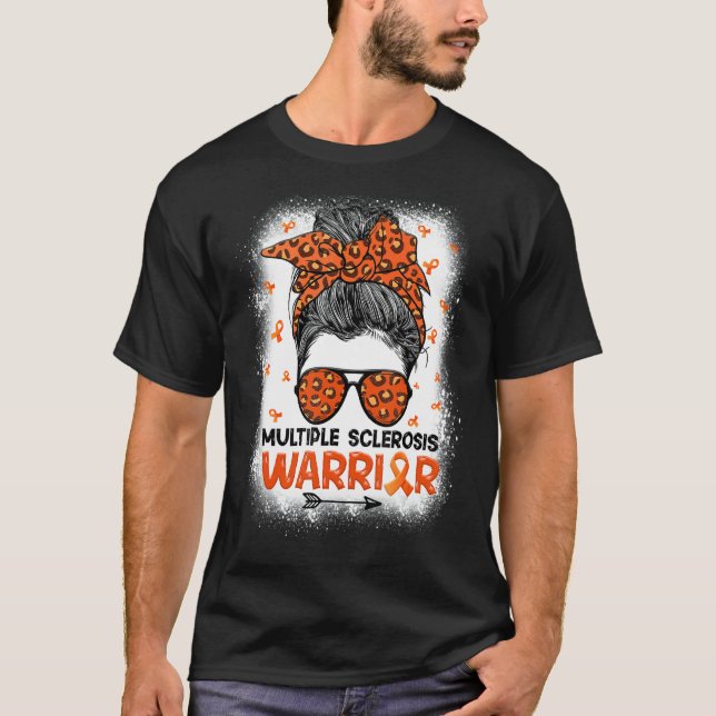 Camiseta Warrior Messy Bun Leopard Múltipla Esclerose A (Frente)