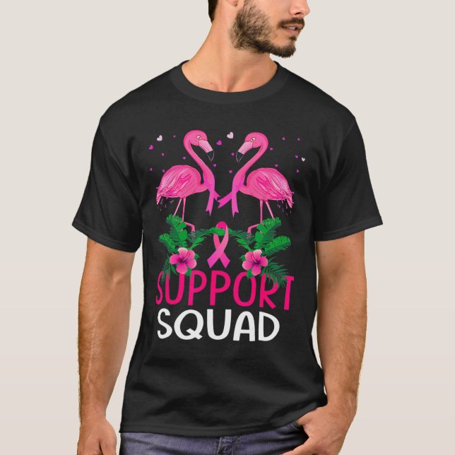 Camiseta Warrior Support Squad Flamingo Breast Cancer Aware (Frente)