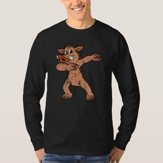 Camiseta Warthog Wild Boar Animal Dabbing Dab Dancing Vinta (Frente)