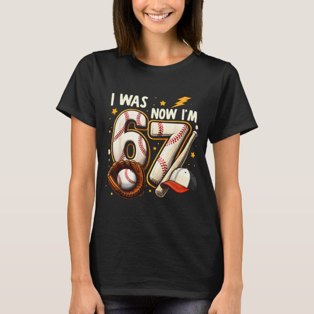 Camiseta Was 6 7 birthday boy baseball funny 6 7 meme kids (Frente)