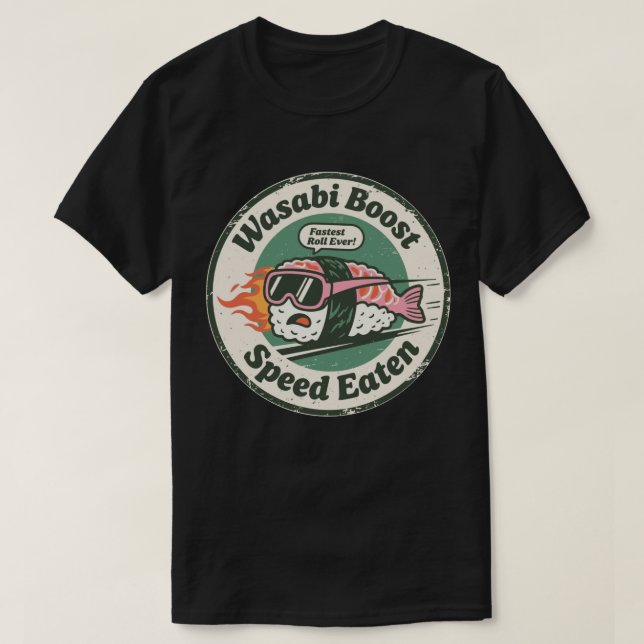 Camiseta Wasabi Boost Speed Eaten Racing Sushi (Frente do Design)