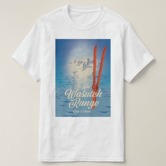Camiseta Wasatch Range Utah & Idaho Ski poster (Frente do Design)